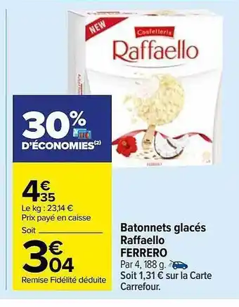 Carrefour Market Bâtonnets glacés raffaello ferrero offre