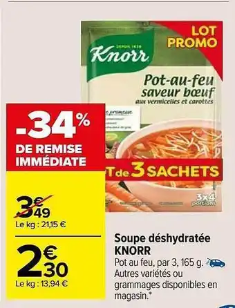 Carrefour Market Soupe déshydratée knorr offre