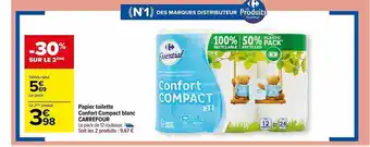 Carrefour Market Papier toilette confort compact blanc carrefour offre