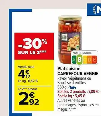 Carrefour Market Plat cuisiné carrefour veggie offre