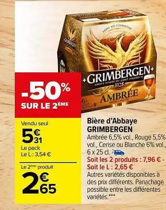 Carrefour Market Bière d'abbaye grimbergen offre