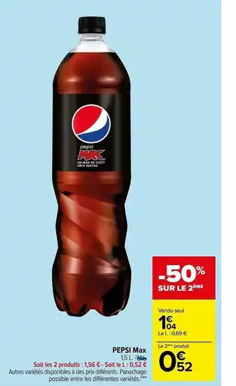 Carrefour Market Pepsi max offre