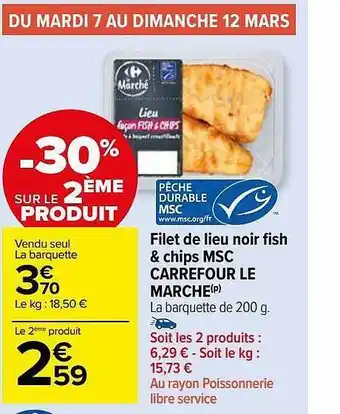 Carrefour Market Filet de lieu noir fish & chips msc carrefour le marché offre