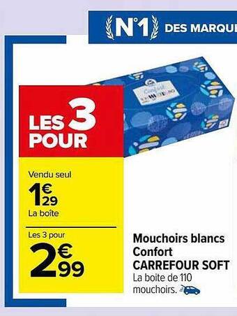 Carrefour Market Mouchoirs blancs confort carrefour soft offre