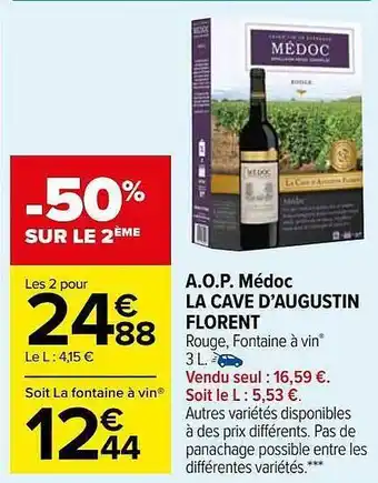 Carrefour Market A.o.p. médoc la cave d'augustin florent offre