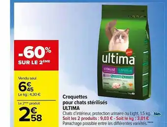 Carrefour Market Croquettes pour chats stérilisés ultima offre