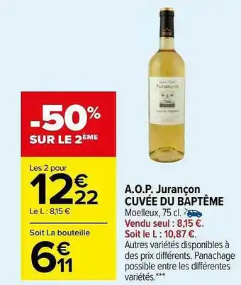 Carrefour Market A.o.p. jurançon cuvée du baptême offre