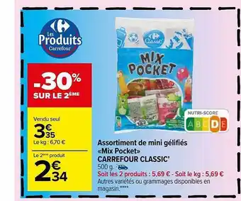 Carrefour Market Assortiment de mini gélifiés «mix pocket» carrefour classic' offre