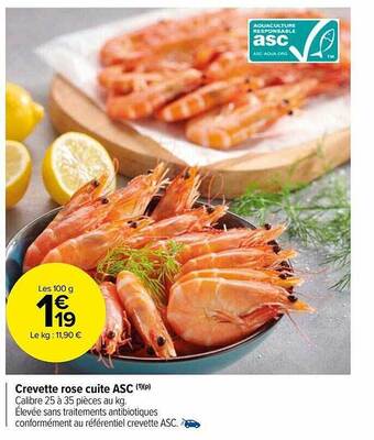 Carrefour Market Crevette rose cuite asc offre