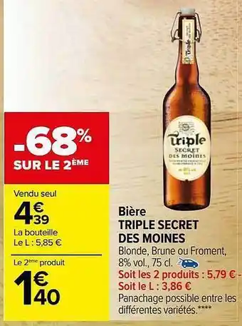 Carrefour Market Bière triple secret des moines offre
