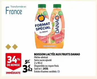 Auchan Boisson lactée aux fruits danao offre