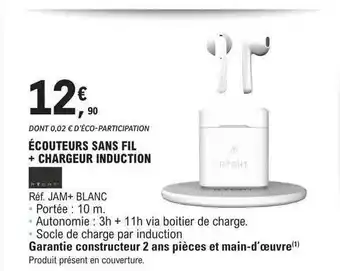 E.Leclerc Écouteurs sans fil + chargeur induction offre