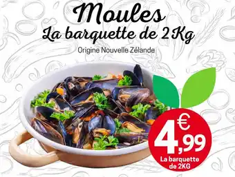 marché frais Géant Moules la barquette de 2 kg offre