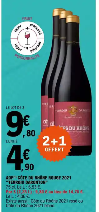 E.Leclerc AOP Cote du Rhone Rouge 2021 Terroir Daronton offre