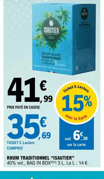 E.Leclerc Rhum Traditionnel Isautier offre