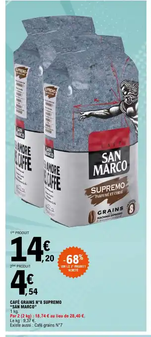 E.Leclerc Cafe Grains N°8 Supremo San Marco offre
