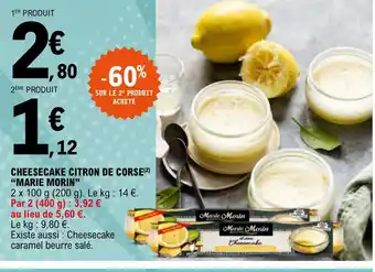 E.Leclerc Cheesecake citron de corse marie morin offre