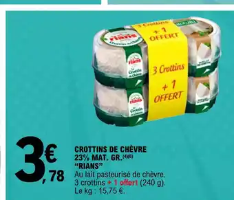 E.Leclerc Crottins de chèvre 23% Mat Gr Rians offre