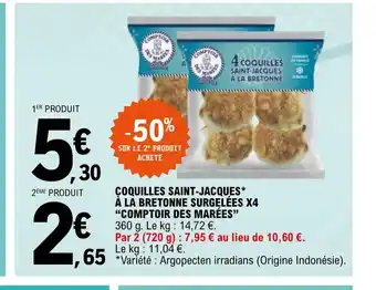 E.Leclerc Coquilles saint-jacques a La bretonne surgelees x4 comptoir des marees offre