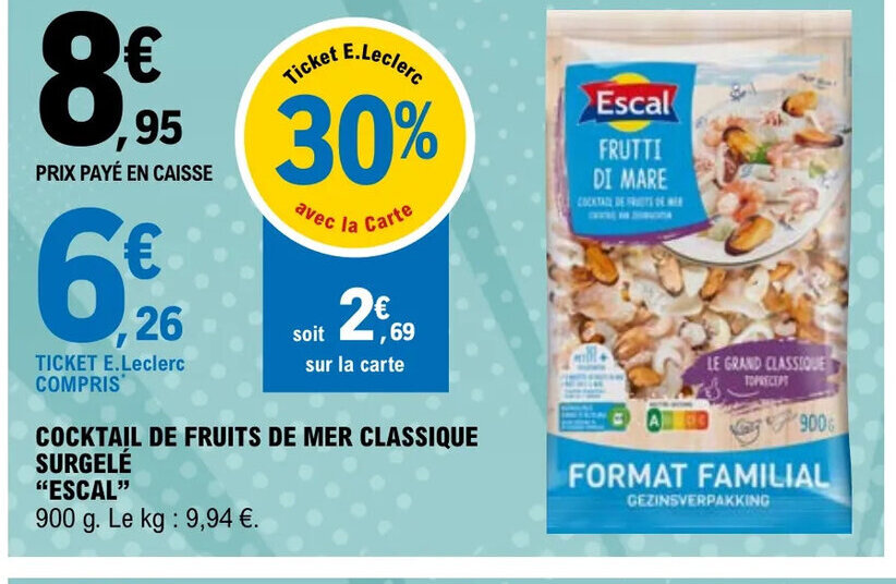 Promo Cocktail de fruits de mer classique surgele escal chez E.Leclerc