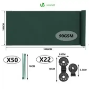 E.Leclerc Brico Vounot brise vue occultant en hdpe 90g/m² 1x10m avec attaches de fixation vert offre