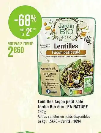 Casino Supermarchés Lentilles façon petit salé jardin bio étic léa nature offre