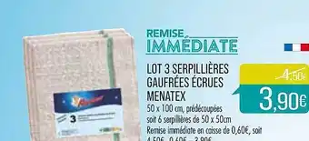 Match Lot 3 serpillères gaufrées écrues menatex offre