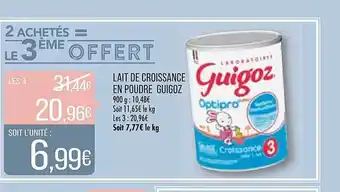 Match Lait de croissance en poudre guigoz offre