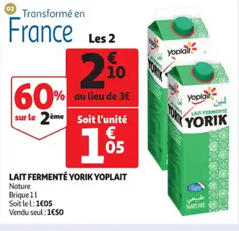 Auchan Lait Fermenté Yorik Yoplait offre