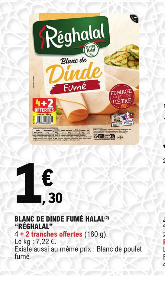 Promo Blanc de dinde fumé halal réghalal chez E.Leclerc