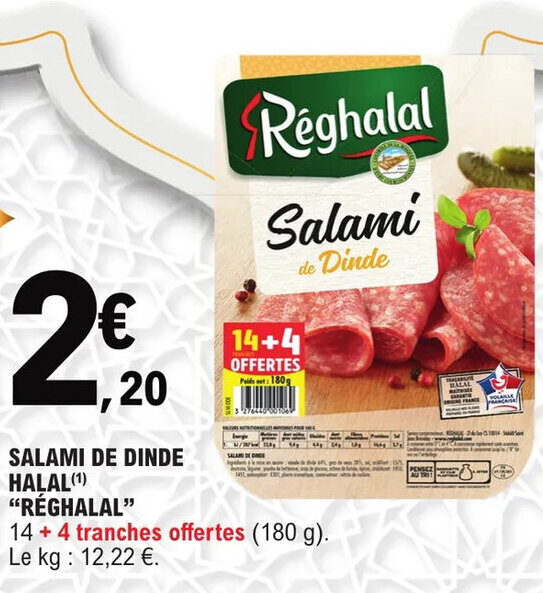Promo Salami de dinde halal reghalal chez E.Leclerc