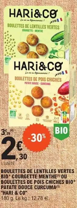 E.Leclerc Boulettes de lentilles vertes bio courgette menthe ou offre