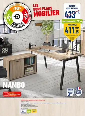 Bureau Vallée Bureau manager mambo retour gauche offre