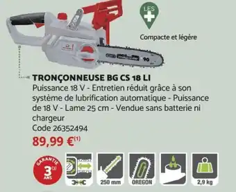 Bricomarché Tronçonneuse BG CS 18 LI offre