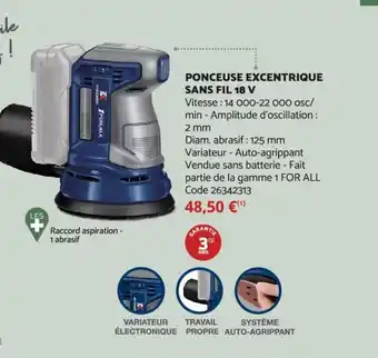 Bricomarché Ponceuse excentrique sans fil 18 V offre