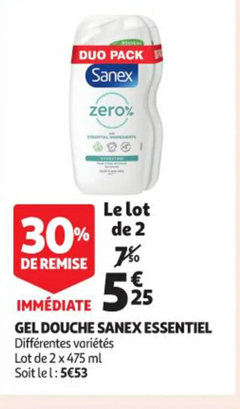 Auchan Gel Douche Sanex Essentiel offre