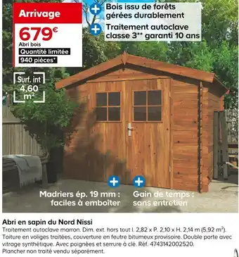 Castorama Abri en Sapin du Nord Nissi offre