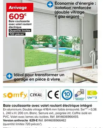 Castorama Baie Coulissante Avec Volet Roulant Électrique Intégré offre