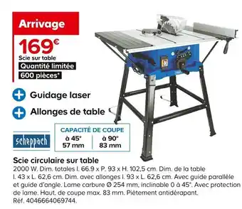 Castorama Scie Circulaire sur Table offre