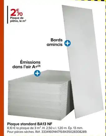 Plaque Standard BA13 NF