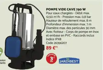 Bricomarché Pompe Vide Cave 750 W offre