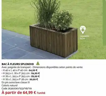 Bricomarché Bac à Fleurs Splendid offre