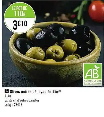 Casino Supermarchés Olives noires dénoyautés bio offre