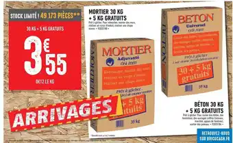Brico Cash Mortier 30 kg + 5 kg gratuis, béton 30 kg + 5 kg gratuits offre