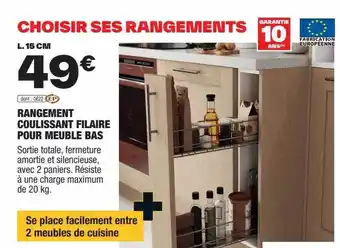Brico Dépôt Rangement coulissant filaire pour meuble bas offre