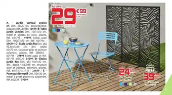 Gifi Table jardin rio, chaise jardin rio, panneau décoratif offre