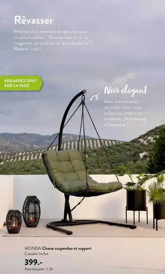 Chaise suspendue et support monda