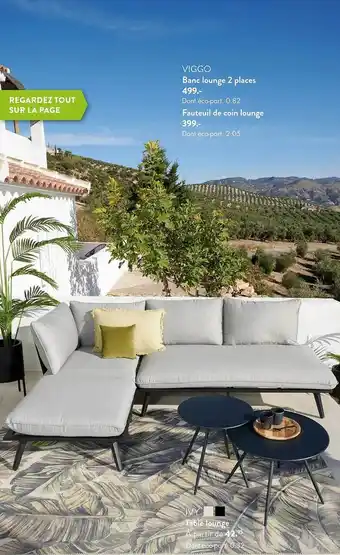 Casa Banc lounge 2 places viggo, fauteuil de coin lounge viggo, table lounge ivy offre