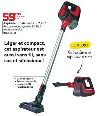 Aspirateur balai sans fil 2 en 1