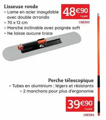 Lisseuse ronde, perche télescopique